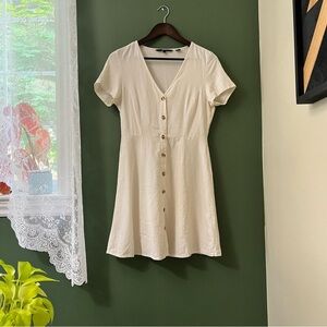 Vero Moda Cream Button-Front Mini Dress